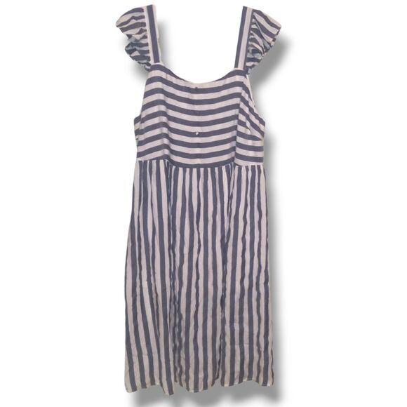 Andree by Unit Striped Midi Dress-Size 2X-Lined-Empire Waist-Flutter Sleeve-Slit - Picture 1 of 9